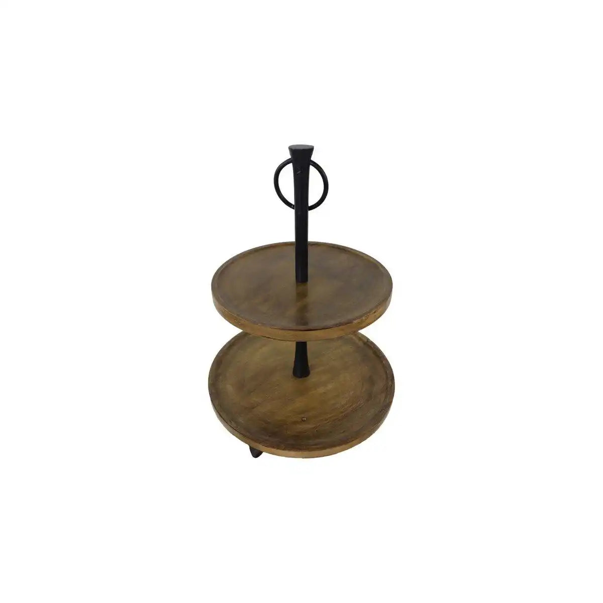 HSM Collection-Houten Etagere -30x30x45-Naturel/Zwart-Mango/Metall - HomeDesign Knaus