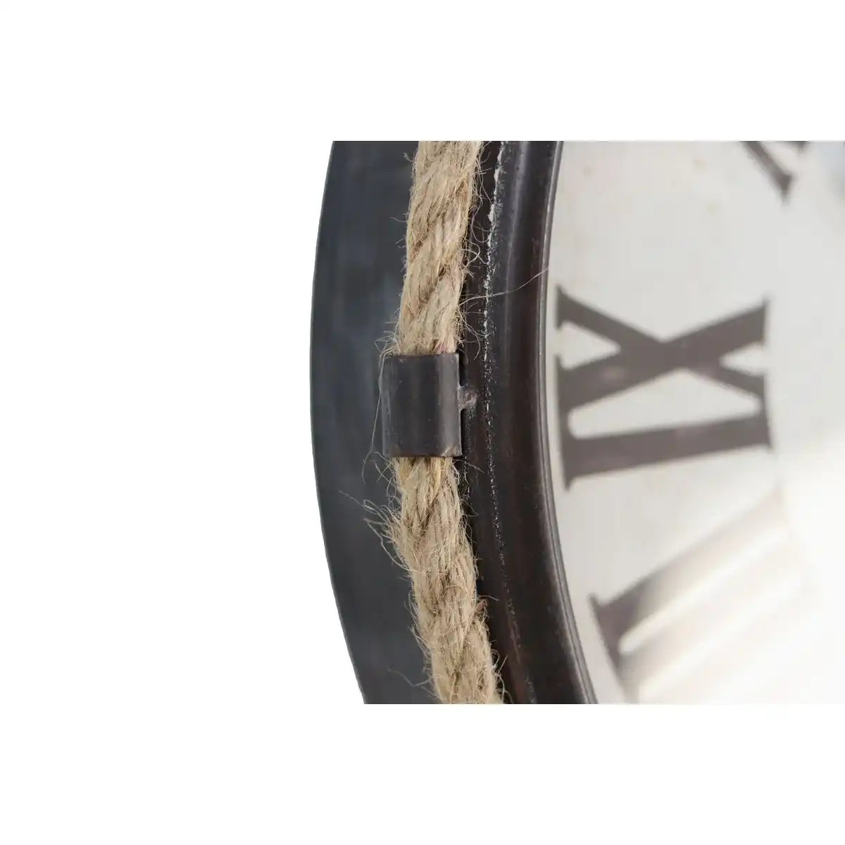 HSM-Sammlung Wanduhr mit Seil-Ø47x7-Schwarz/Natural Metall/Seil - HomeDesign Knaus