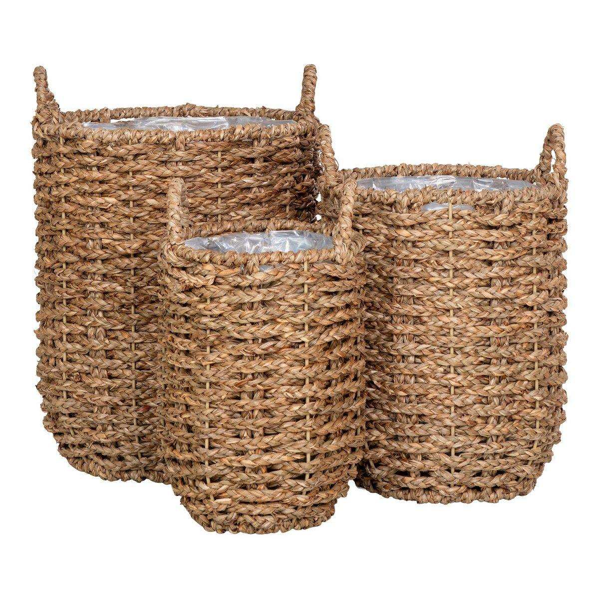 Hue Planter - Pflanzgefäß, Seegras, rund, natur, 3er-Set - HomeDesign Knaus
