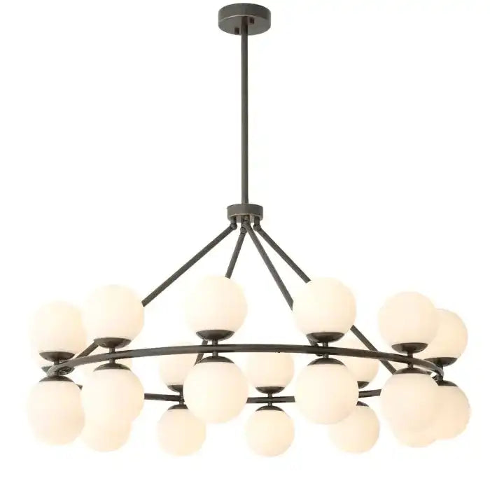 Hutchinson Glamourösen Kronleuchter Messingfinish weißes Glas Unikat - HomeDesign Knaus