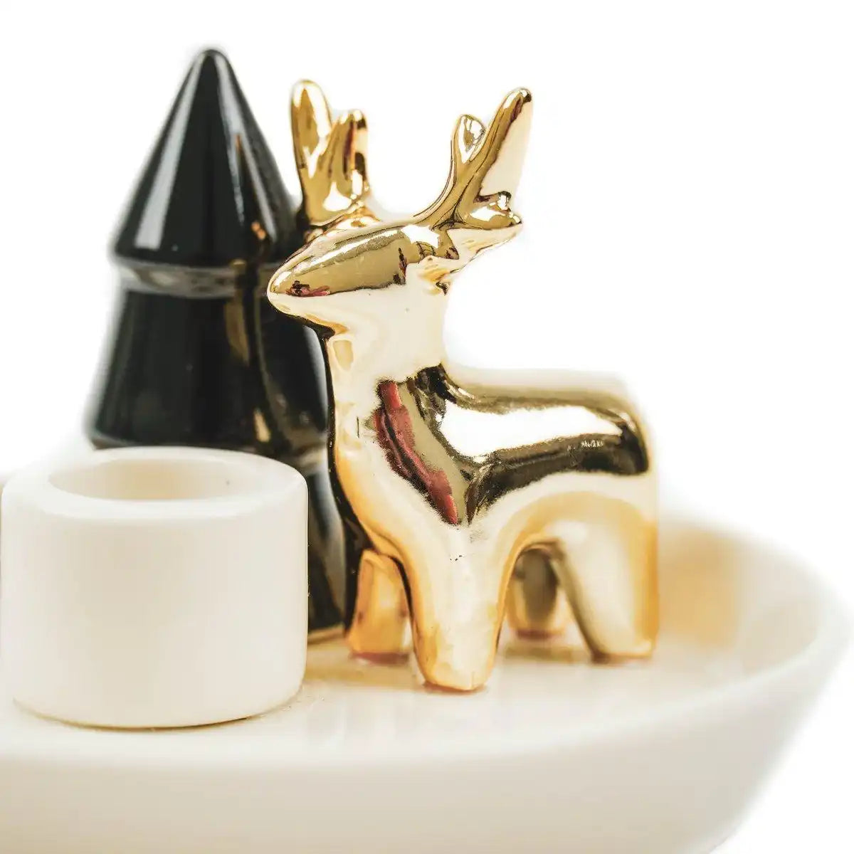 HV Kerzenhalter Weihnachtsbaum/Rentier - 14x14x7cm - HomeDesign Knaus