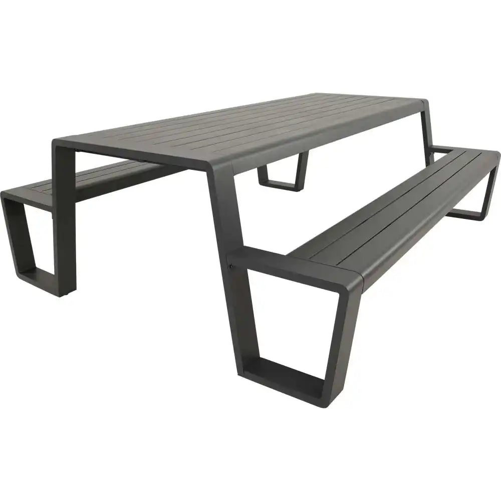 Picknick Set Estilo Anthrazit 220 cm – Aluminium Gartentisch mit 2 Bänken