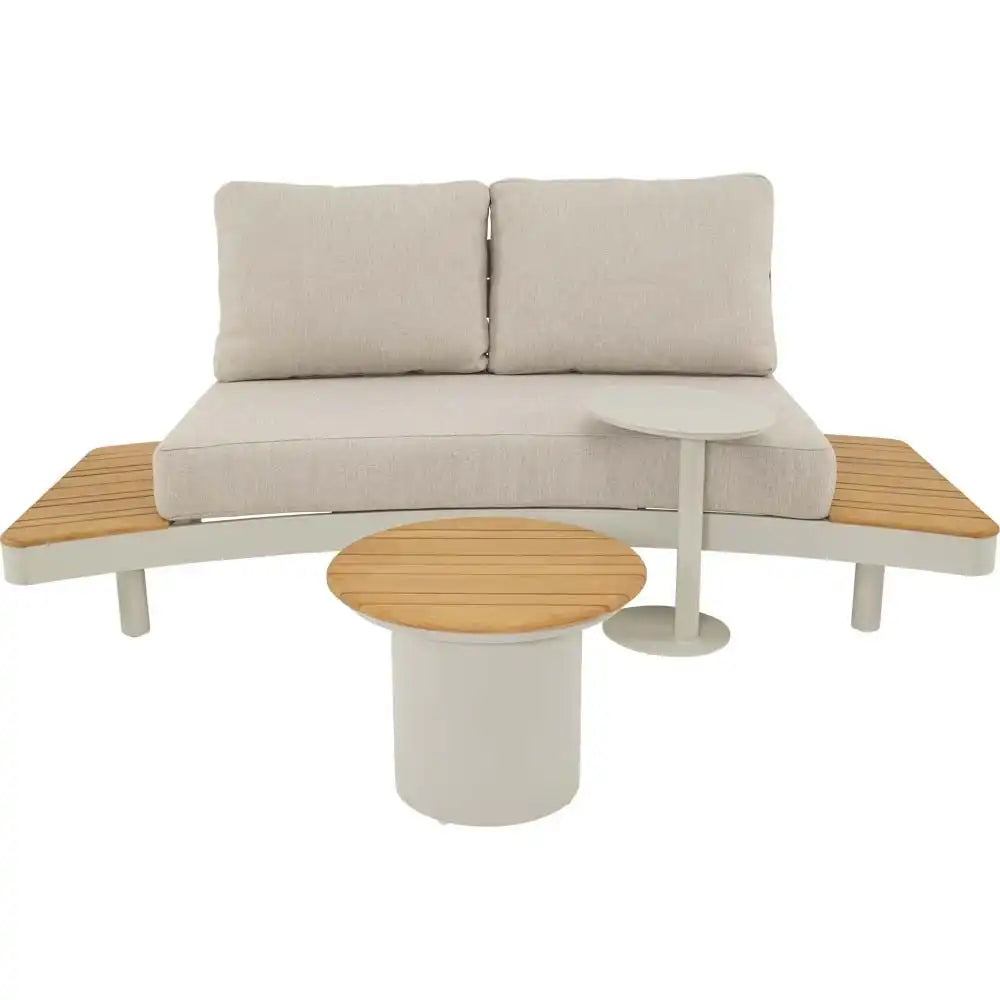 Lounge Set Lounza Beige – Premium Gartenlounge mit Teak Ablagen