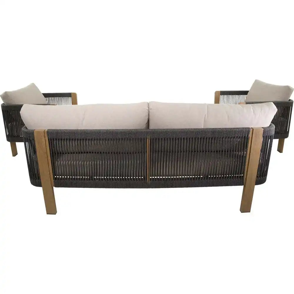 Lounge Set Sora Holzoptik – Gartenlounge mit Sofa, Sesseln & Tisch