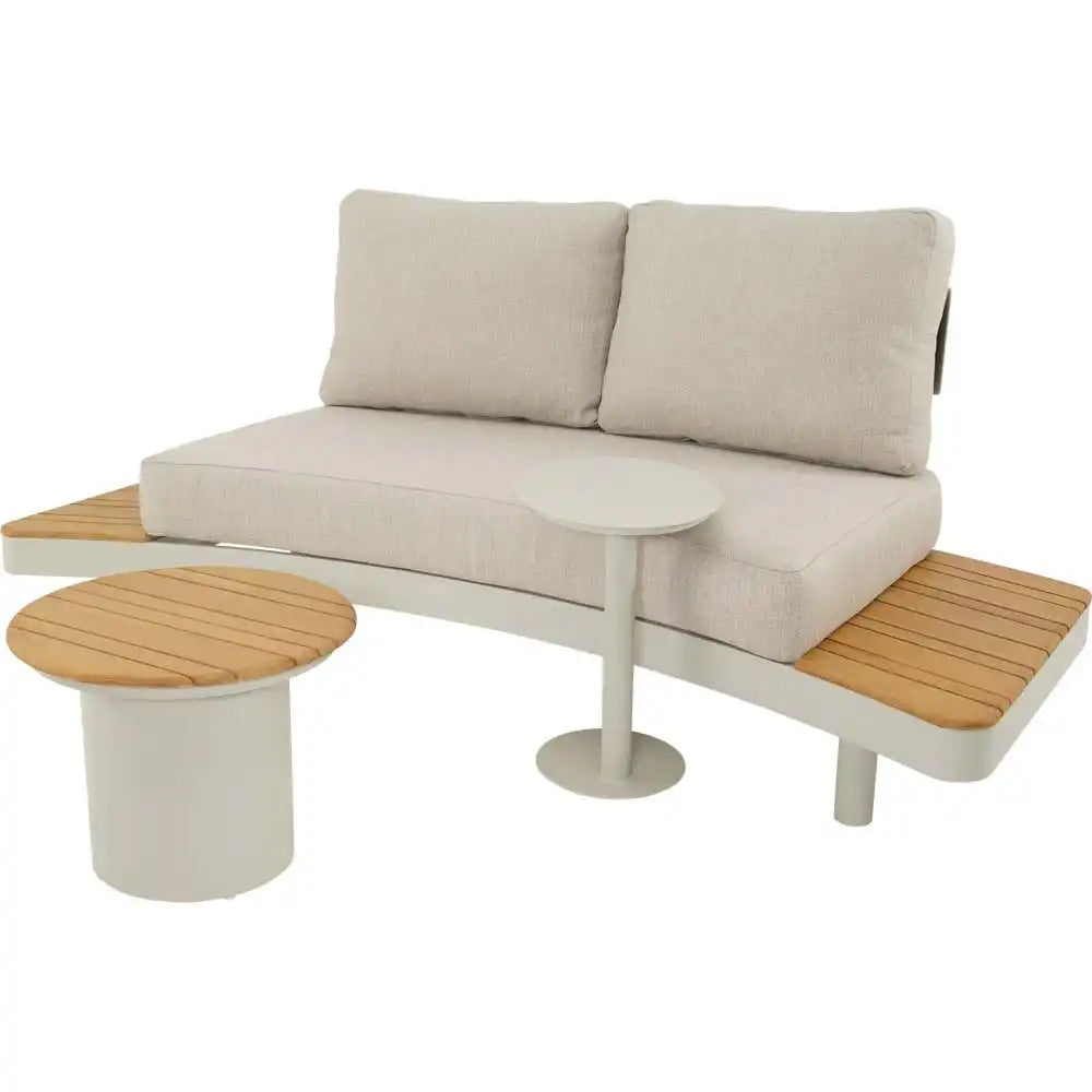Lounge Set Lounza Beige – Premium Gartenlounge mit Teak Ablagen