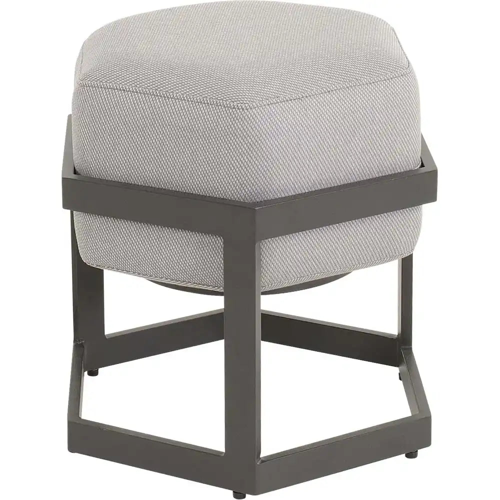 Hocker Esagono Anthrazit 48x41,5x47,5 cm – Aluminium Gartenhocker mit Sitzpolster