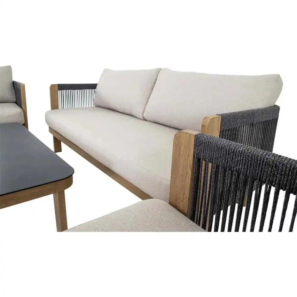 Lounge Set Sora Holzoptik – Gartenlounge mit Sofa, Sesseln & Tisch