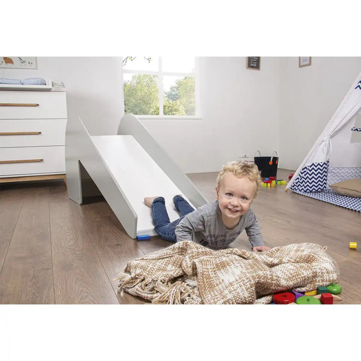 Indoor-Rutsche 'Lotta', grau/weiß - HomeDesign Knaus