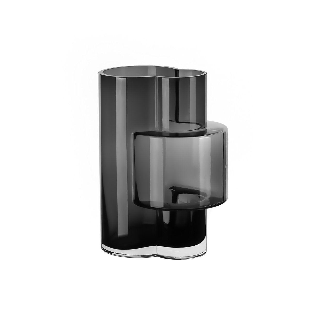 Innovative modernistische hohe Vase, Top-Design, konstruktivistisch FUSIO 32 Grau - HomeDesign Knaus