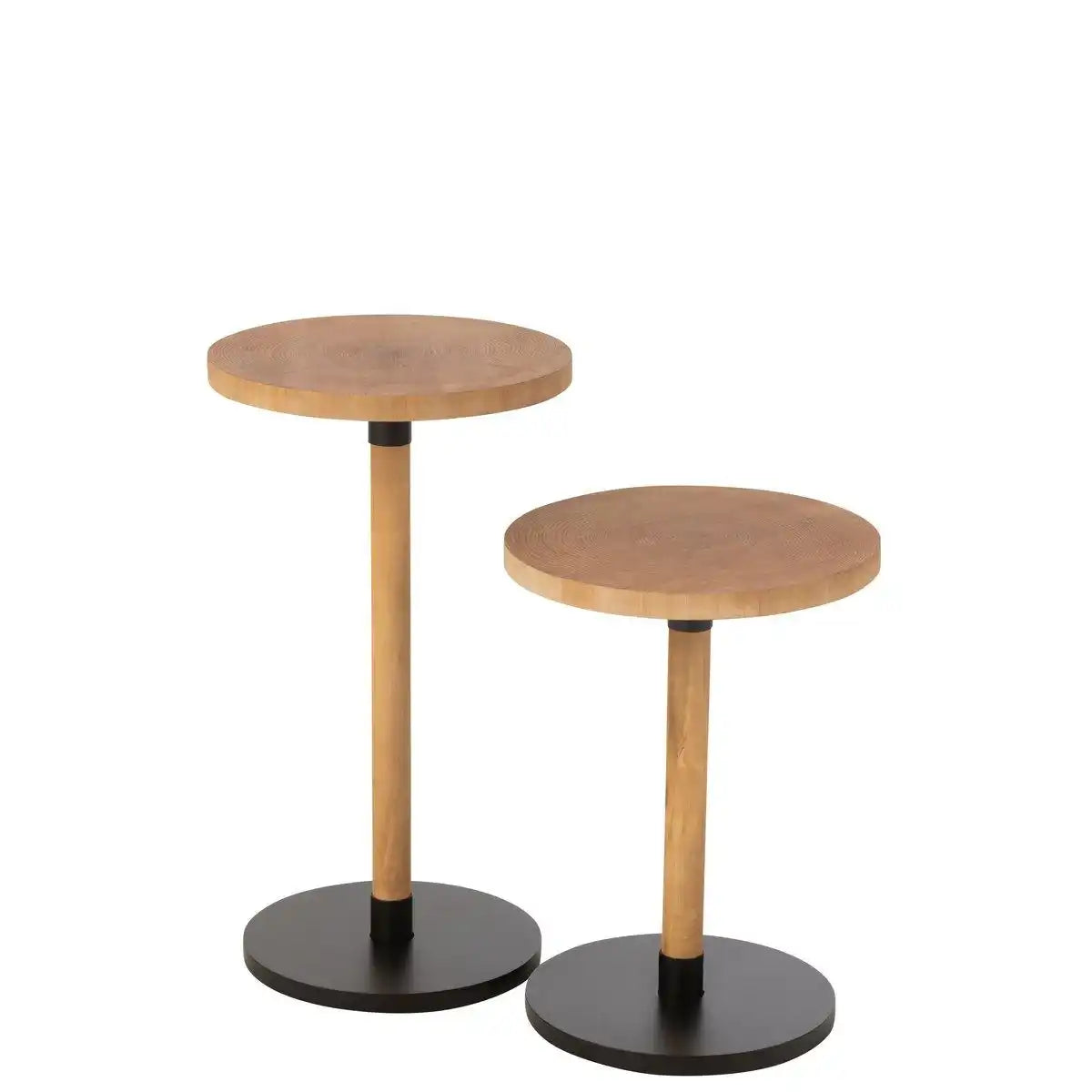 J-Line 2er-Set Beistelltisch Ron MDF/Kiefernholz naturschwarz - HomeDesign Knaus
