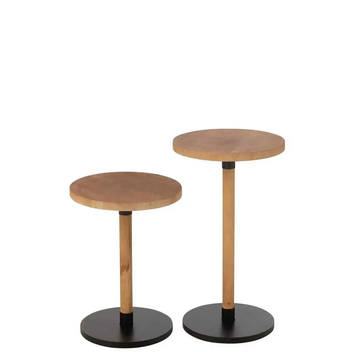J-Line 2er-Set Beistelltisch Ron MDF/Kiefernholz naturschwarz - HomeDesign Knaus