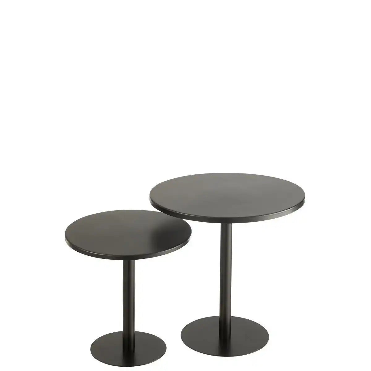J-Line 2er-Set Beistelltisch rund aus Metall schwarz - HomeDesign Knaus
