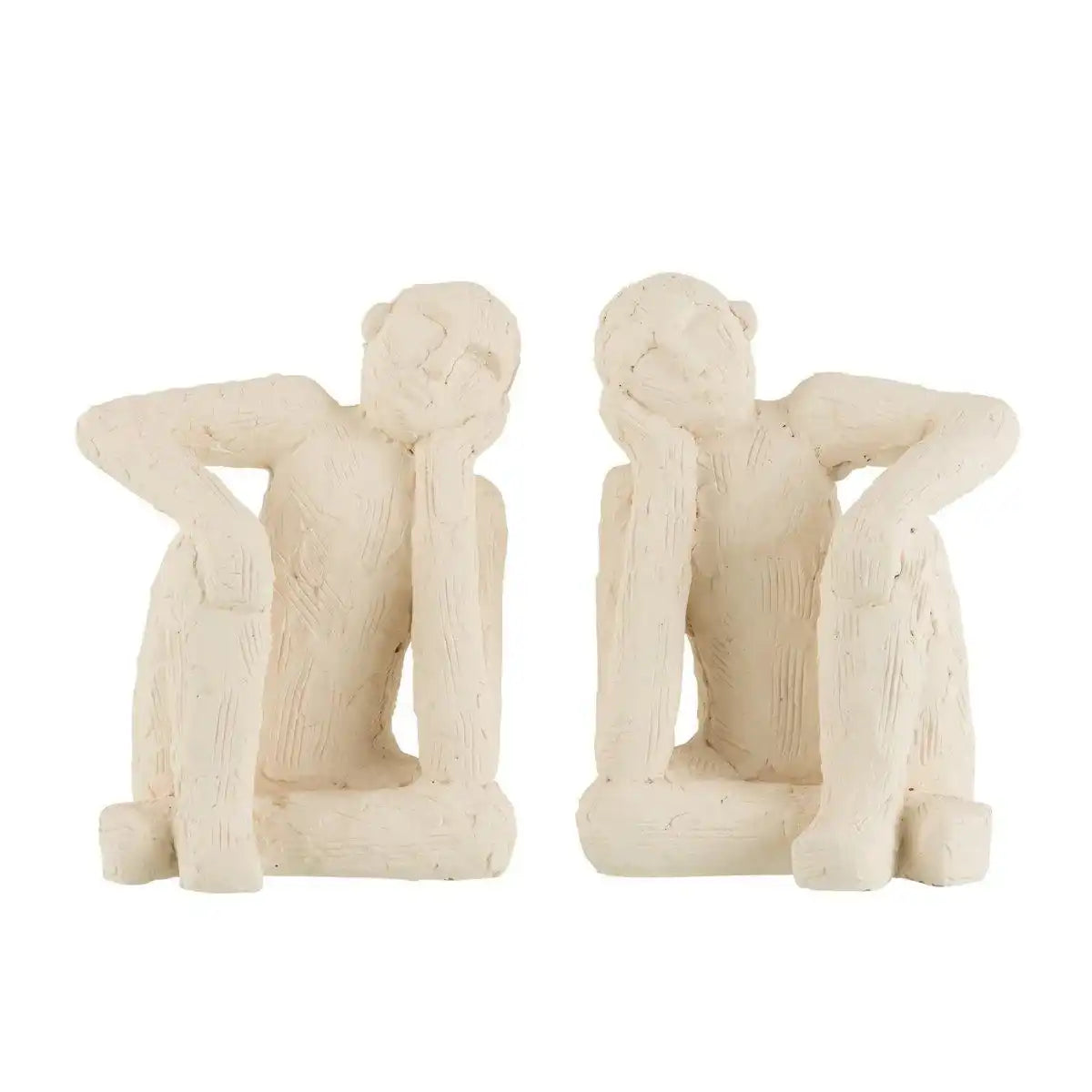 J-Line 2er-Set Buchstütze sitzend Zement weiß groß - HomeDesign Knaus
