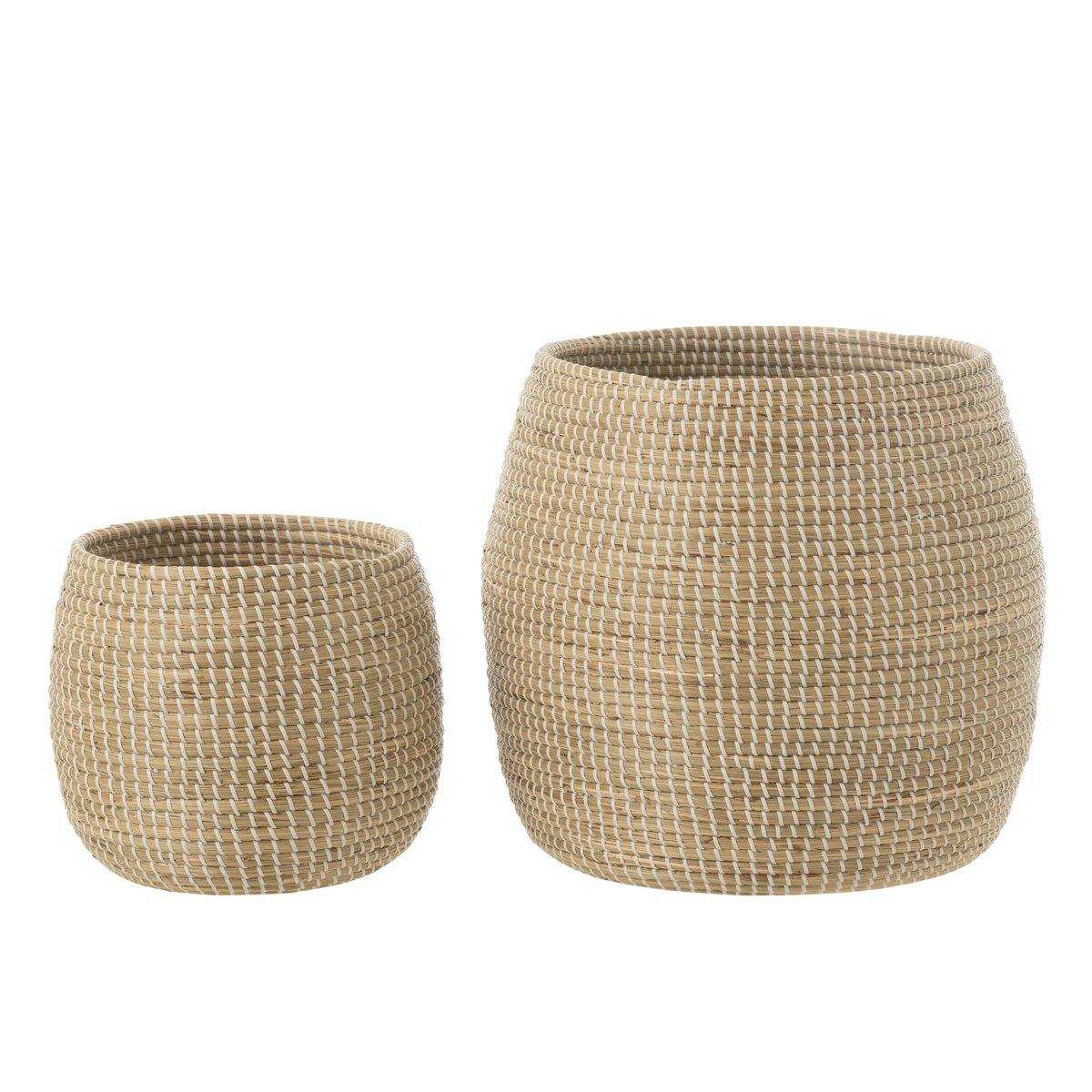 J-Line 2er-Set Korb Seegras/Kunststoff Natur/Weiß - HomeDesign Knaus