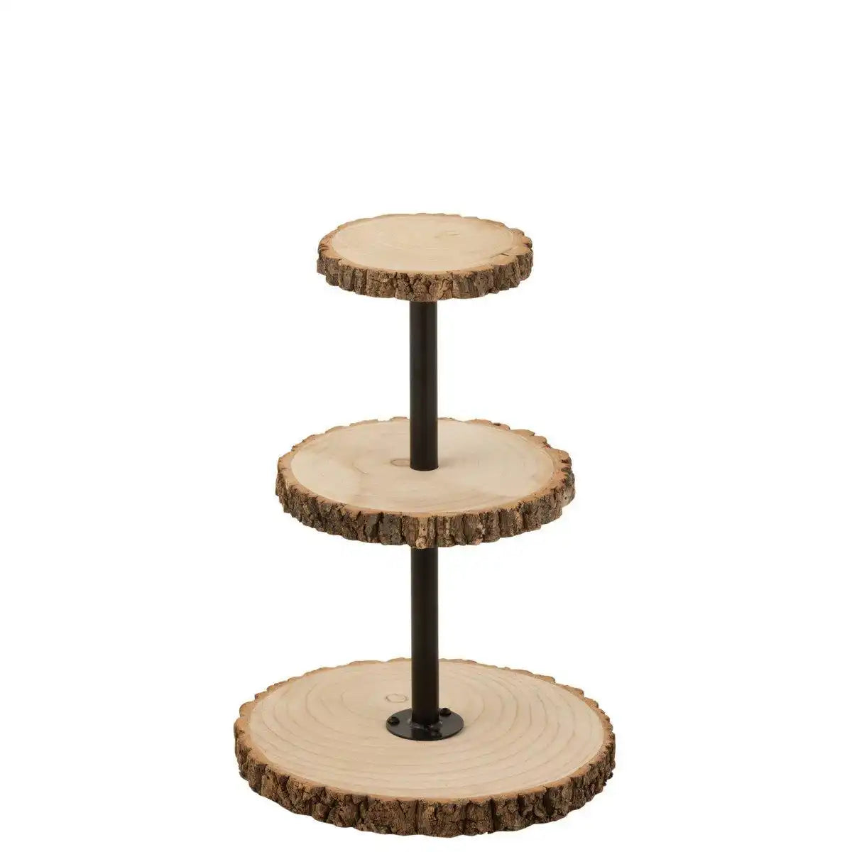 J-Line 3 Ebenen rundes Paulownia-Tablett – Tablett – Holz – Natur - HomeDesign Knaus