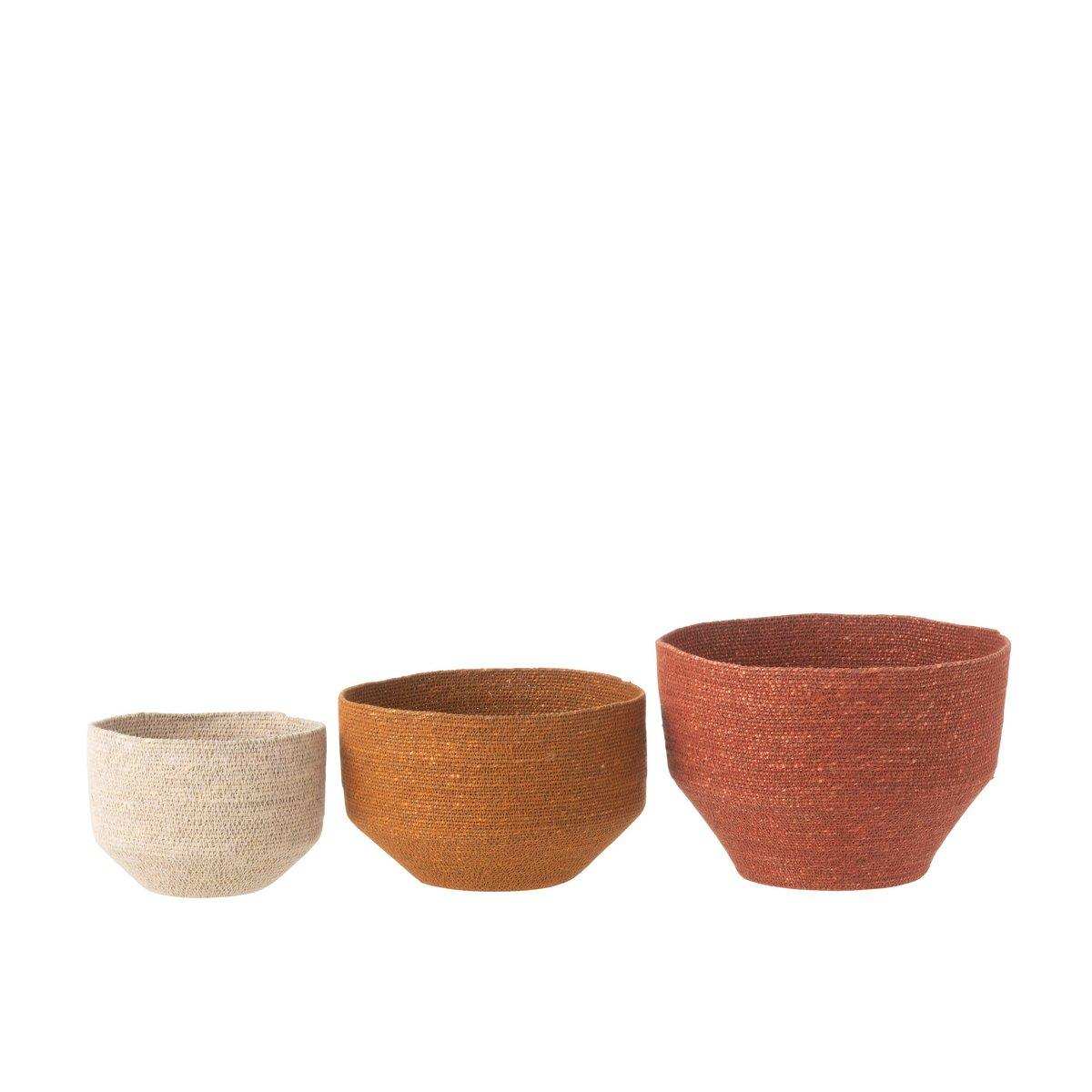 J-Line 3er-Set Korb aus Seegras, Natur/Rost/Terrakotta - HomeDesign Knaus