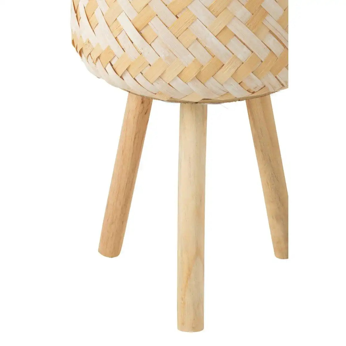J-Line 3er-Set Korbmuster 3 Beine Bambus Natur/Weiß - HomeDesign Knaus