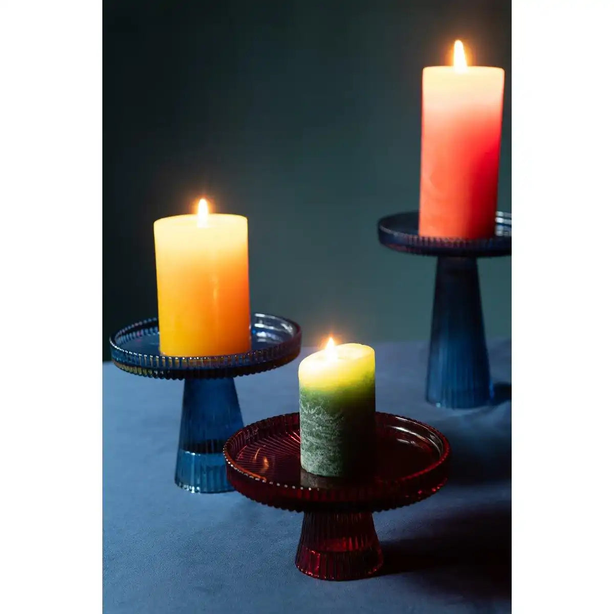 J-Line 3er-Set Kuchenhalter Nelly Glas Blau - HomeDesign Knaus