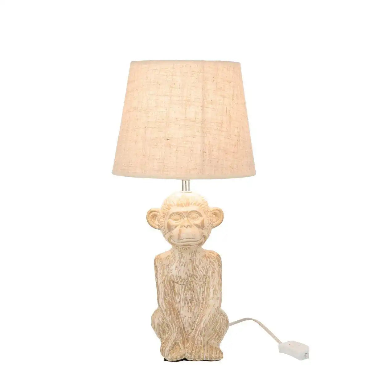 J-Line Aap Tischleuchte – Zement/Textil – Beige - HomeDesign Knaus
