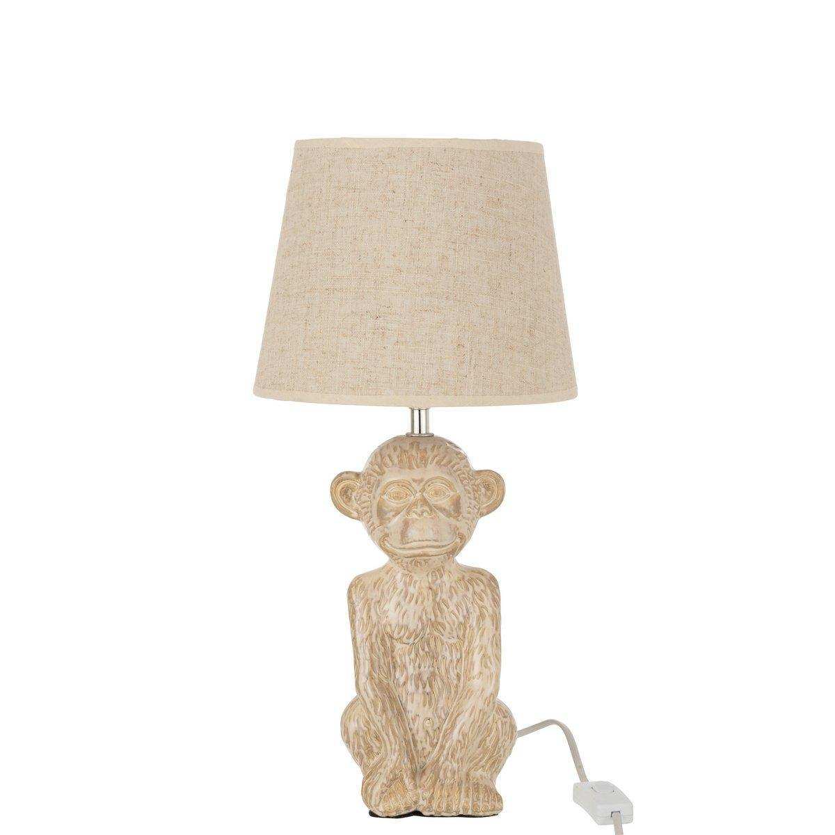 J-Line Aap Tischleuchte – Zement/Textil – Beige - HomeDesign Knaus