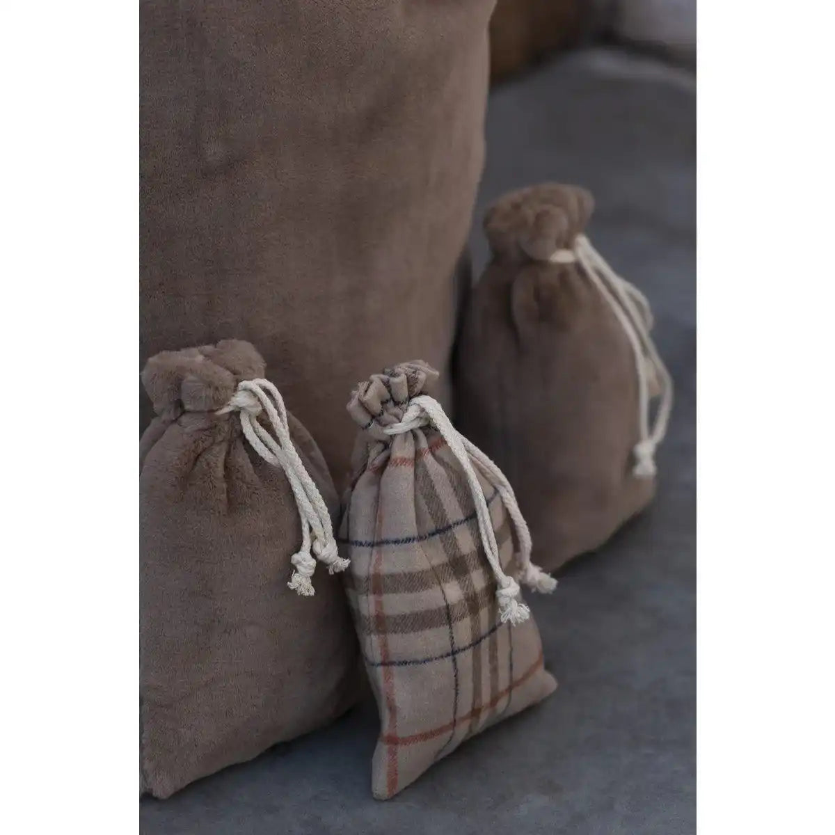 J-Line Bag Christmas Check Textile Beige/Braun Klein - HomeDesign Knaus