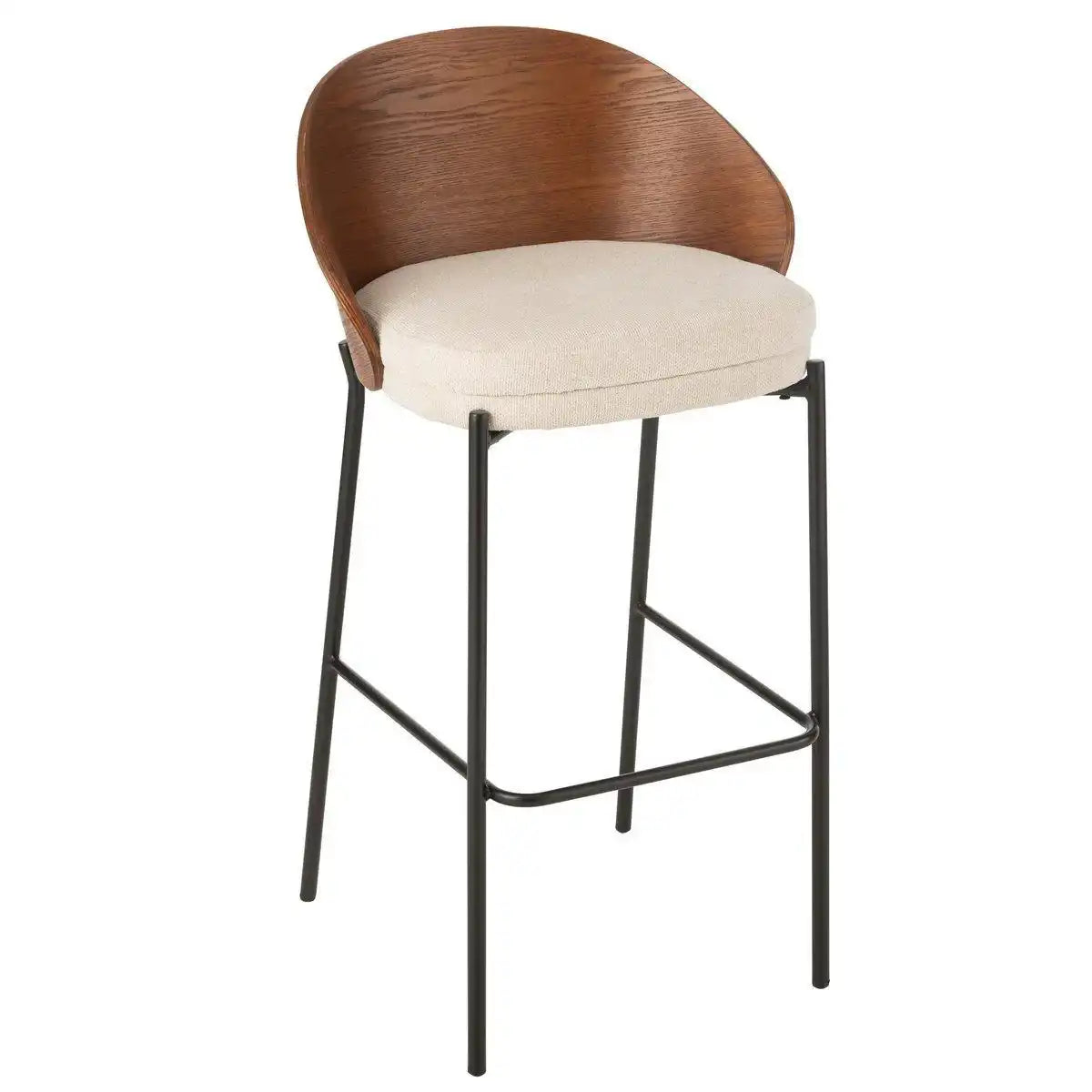 J-Line Barhocker Lone Sperrholz/Metall Braun/Beige - HomeDesign Knaus
