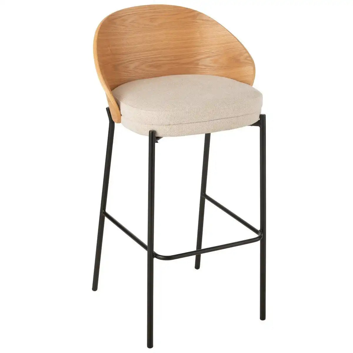 J-Line Barhocker Lone Sperrholz/Metall Natur/Beige - HomeDesign Knaus