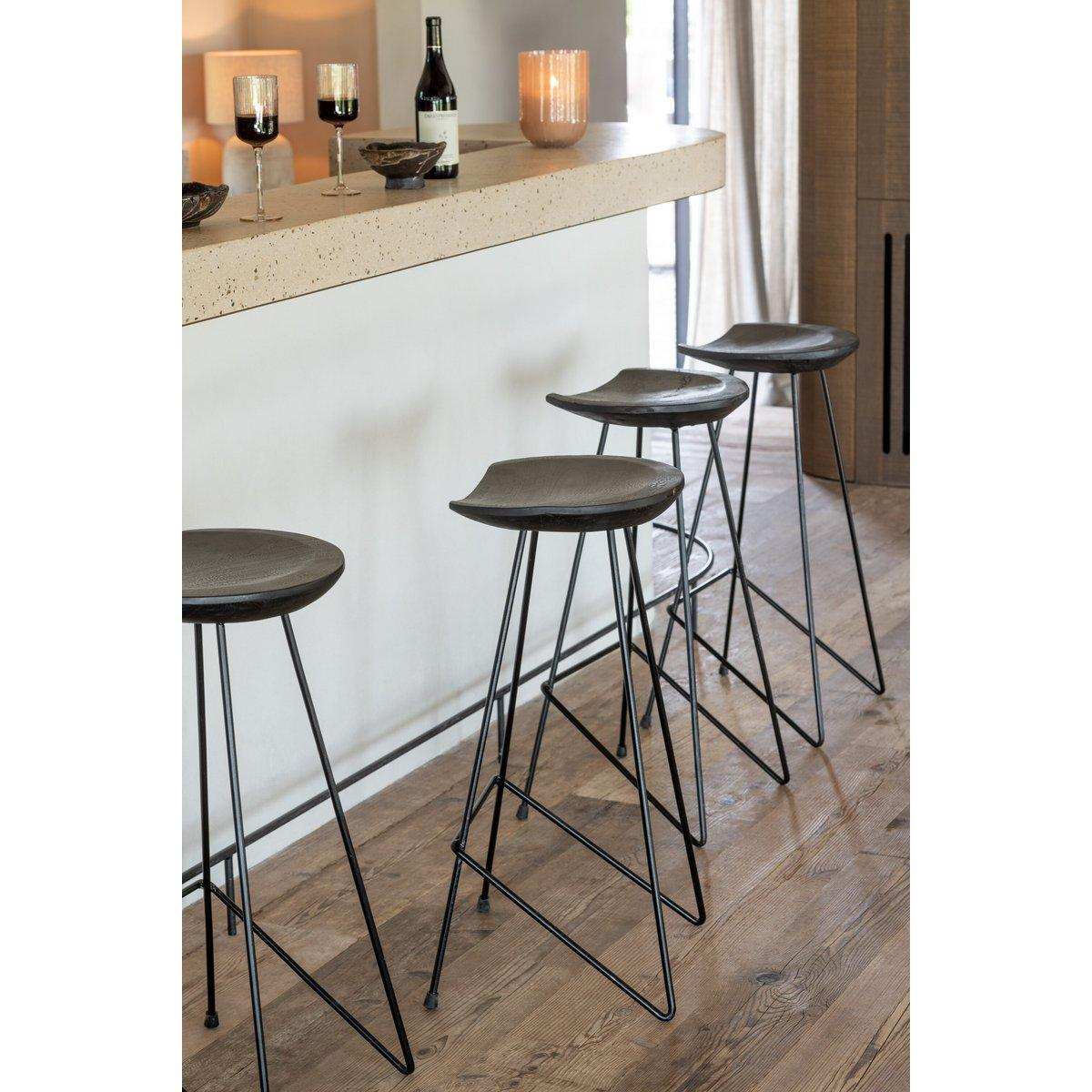 J-Line Barstuhl Teakholz/Eisen Schwarz - HomeDesign Knaus