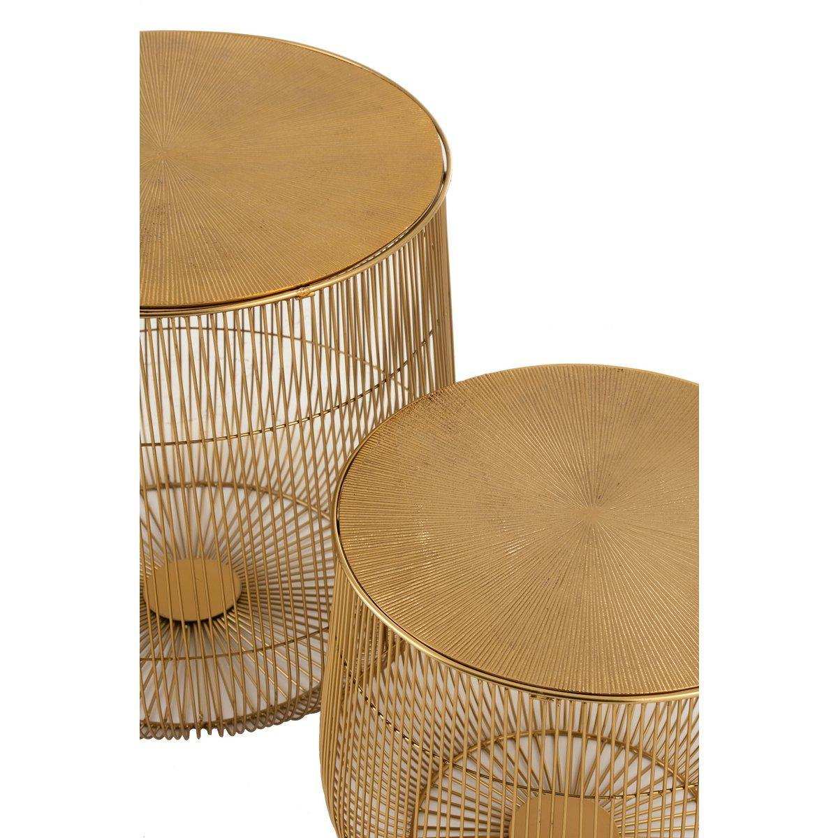 J-Line Beistelltisch Basket – Metall – Gold – 2er-Set - HomeDesign Knaus