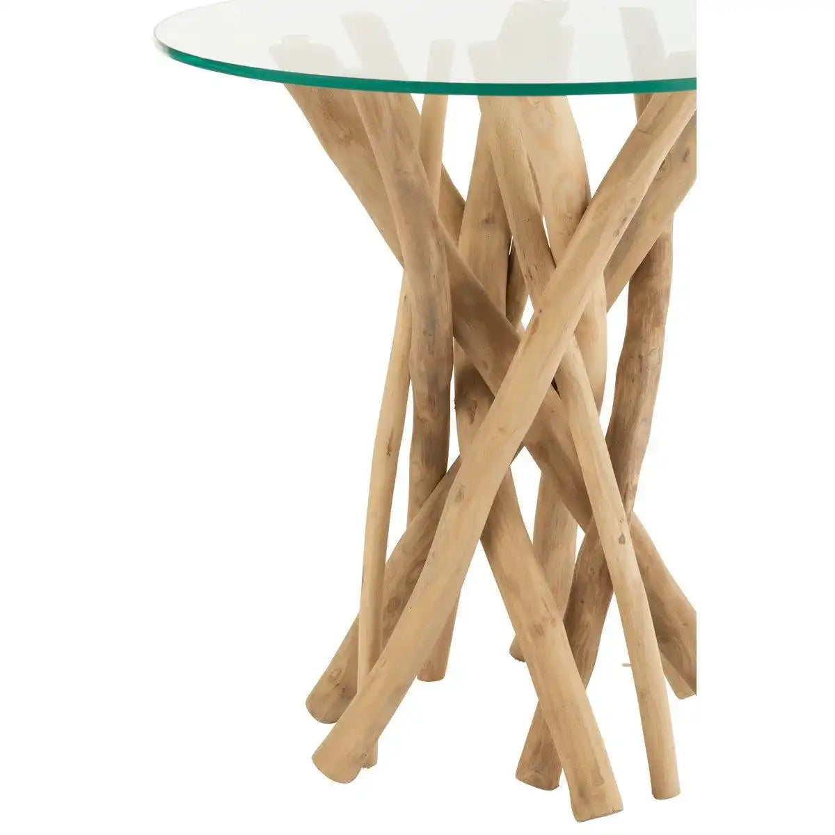 J-Line Beistelltisch Branches Teak – Holz/Glas – Natur - HomeDesign Knaus