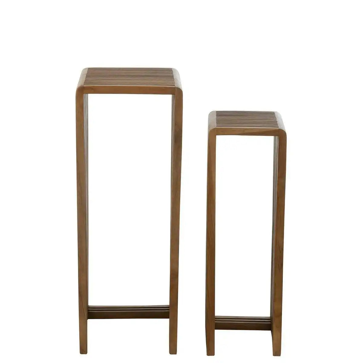 J-Line Beistelltisch Cube Recyceltes Teakholz – Naturholz – 2er-Set - HomeDesign Knaus