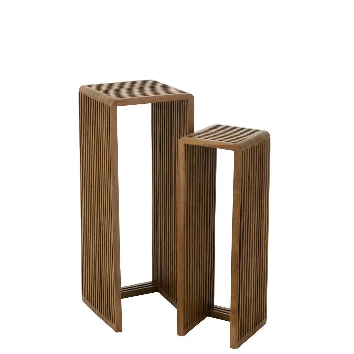 J-Line Beistelltisch Cube Recyceltes Teakholz – Naturholz – 2er-Set - HomeDesign Knaus