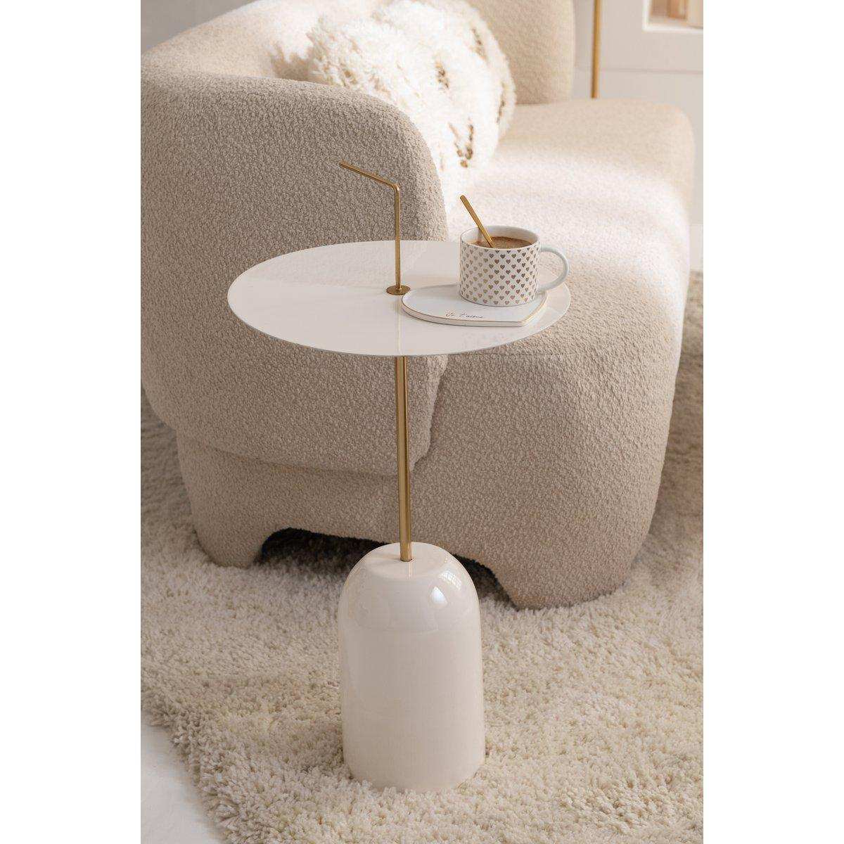 J-Line Beistelltisch Disc Metall Weiß/Gold - HomeDesign Knaus