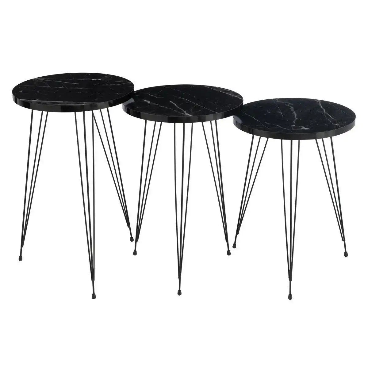 J-Line Beistelltisch – Kunststoff/Metall – Schwarz – 3er-Set - HomeDesign Knaus