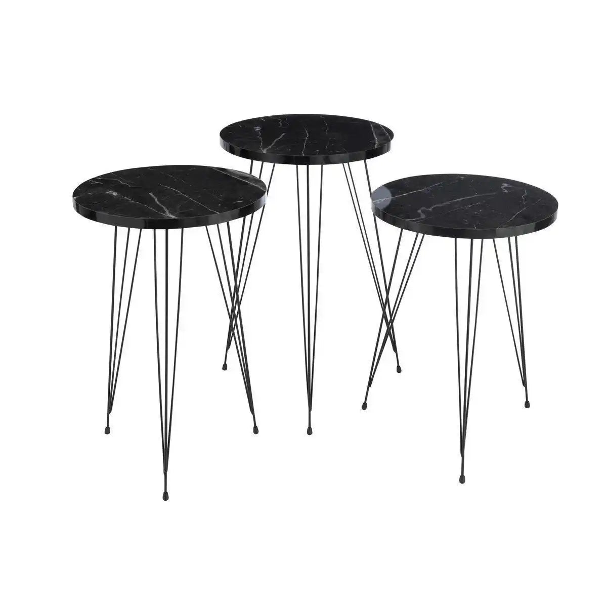 J-Line Beistelltisch – Kunststoff/Metall – Schwarz – 3er-Set - HomeDesign Knaus