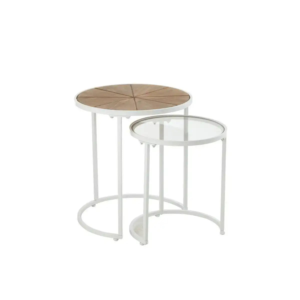 J-Line Beistelltisch Lounge – Metall/Holz – Weiß/Natur – - HomeDesign Knaus