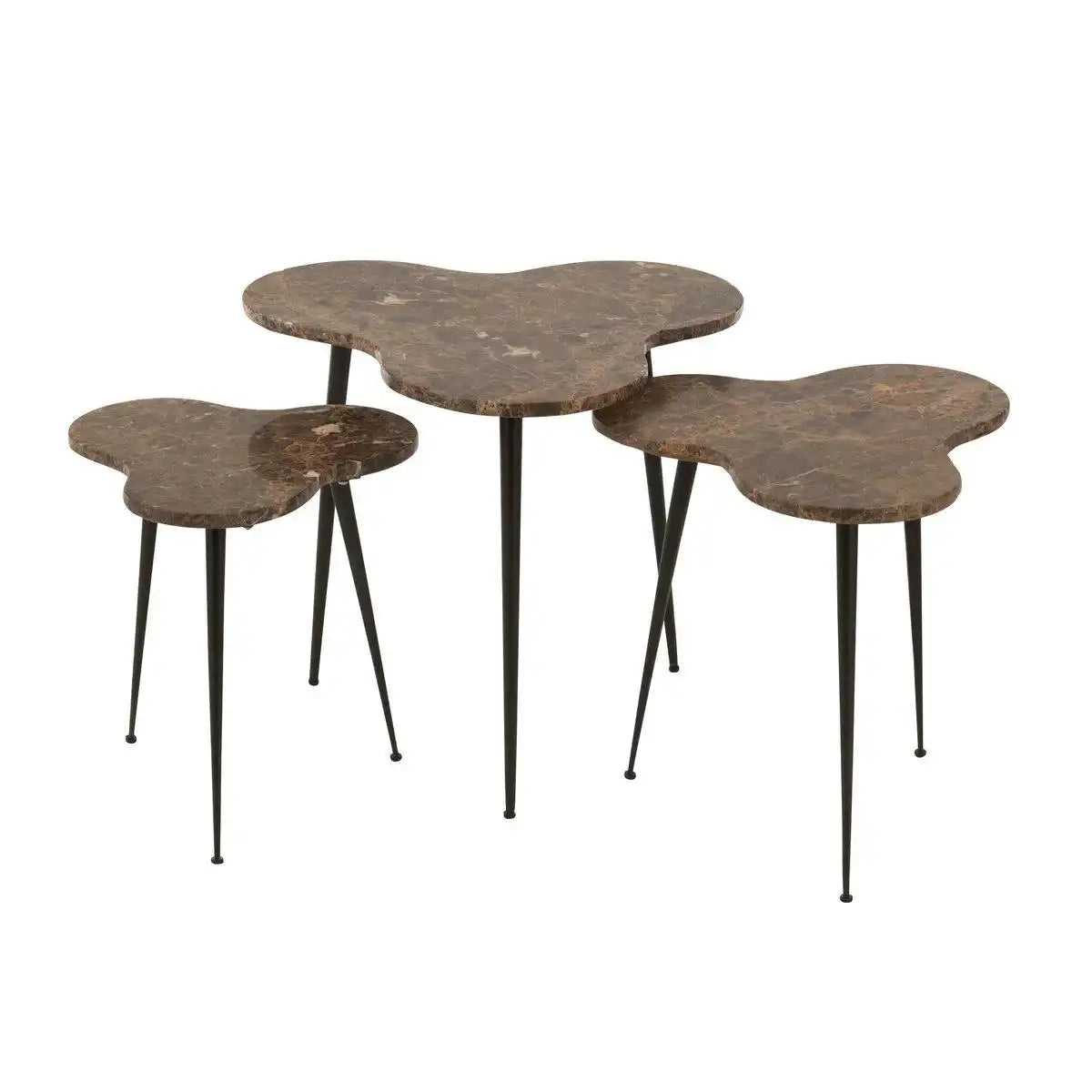 J-Line Beistelltisch – Marmor/Metall – Braun/Schwarz – - HomeDesign Knaus
