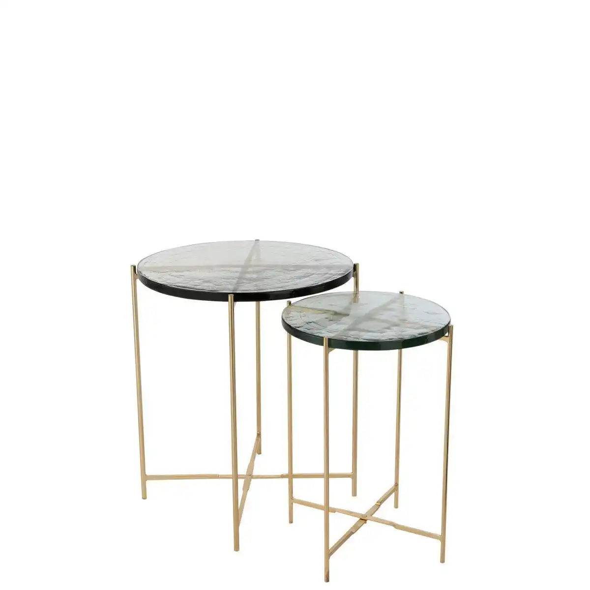 J-Line Beistelltisch Obi – Glas/Eisen – 2er-Set - HomeDesign Knaus