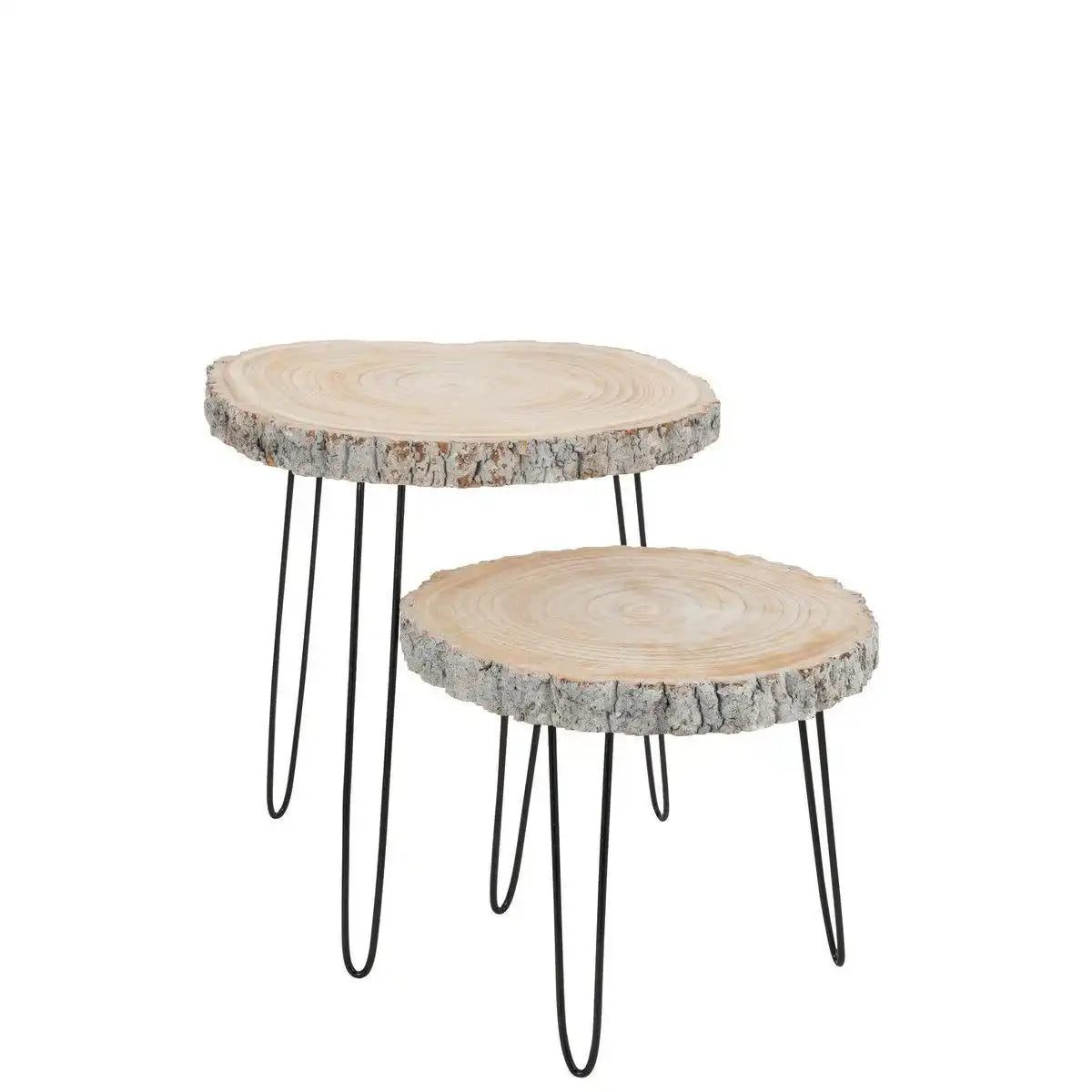J-Line Beistelltisch Paulownia – Holz/Eisen – Grau – groß - HomeDesign Knaus