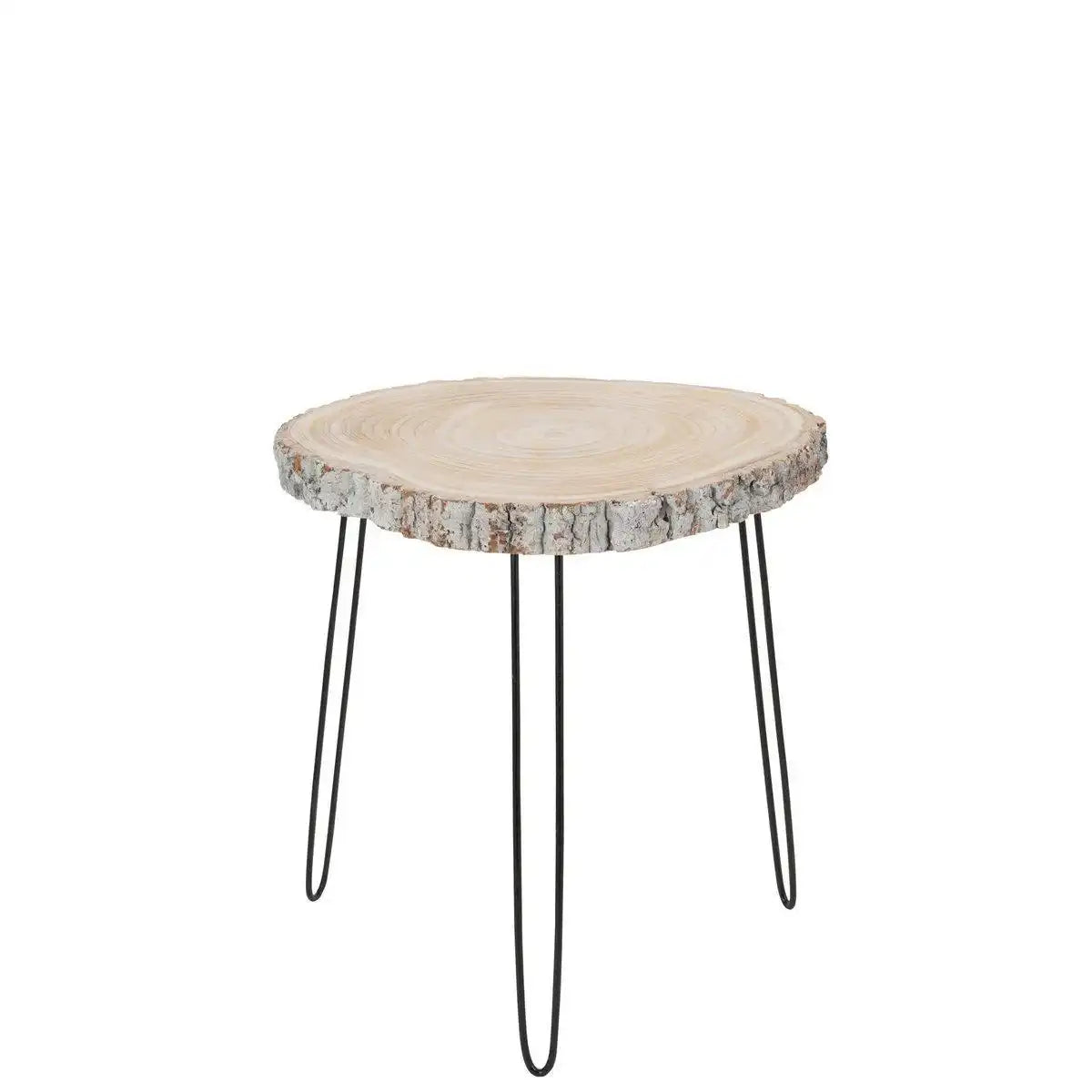 J-Line Beistelltisch Paulownia – Holz/Eisen – Grau – groß - HomeDesign Knaus