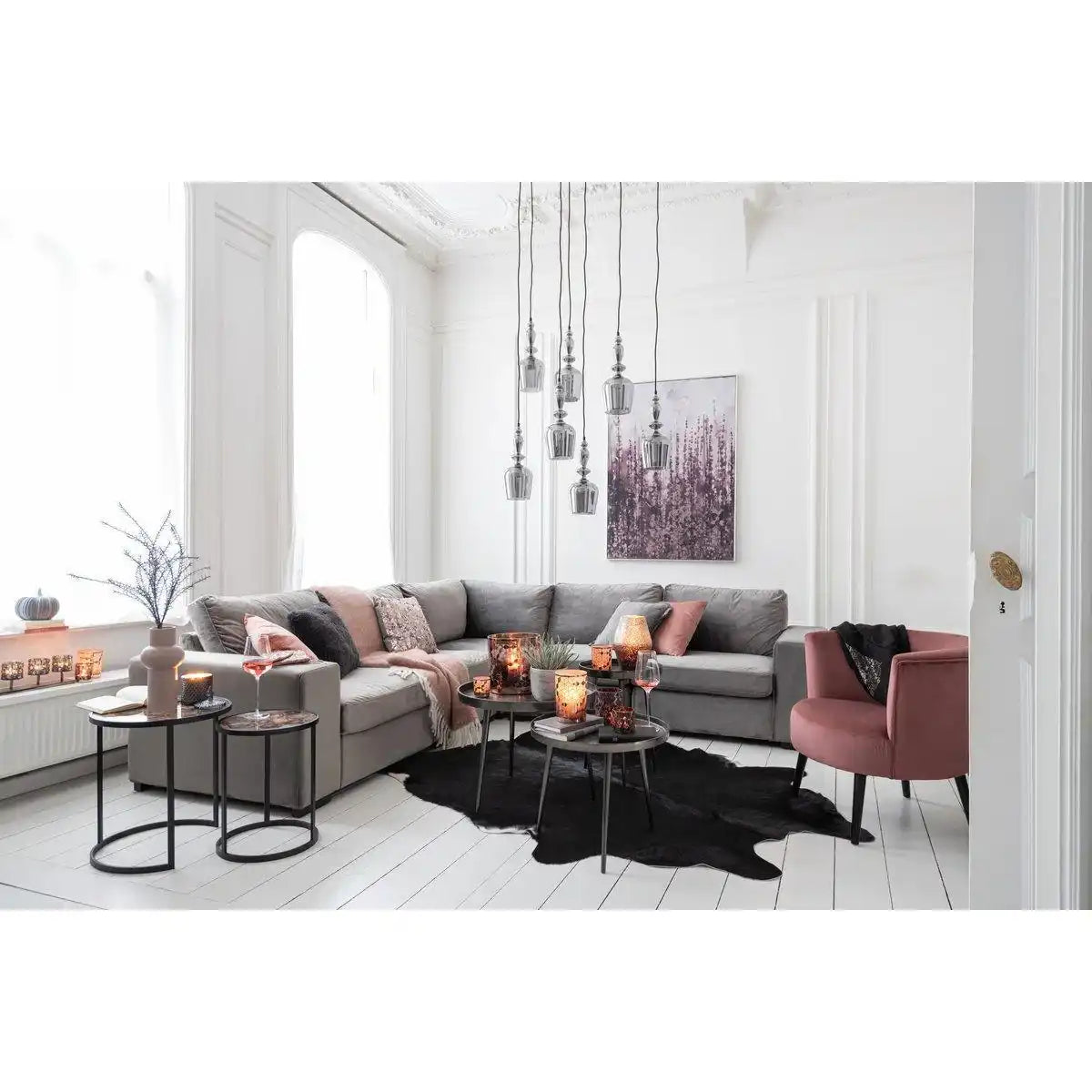 J-Line Beistelltisch Plateau Round – Metall – Dunkelgrau – 3er-Set - HomeDesign Knaus