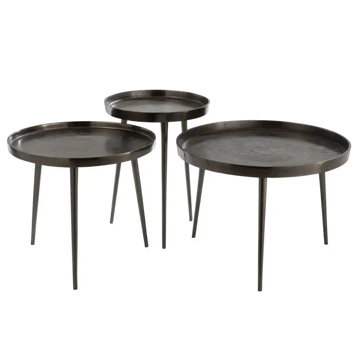 J-Line Beistelltisch Plateau Round – Metall – Dunkelgrau – 3er-Set - HomeDesign Knaus