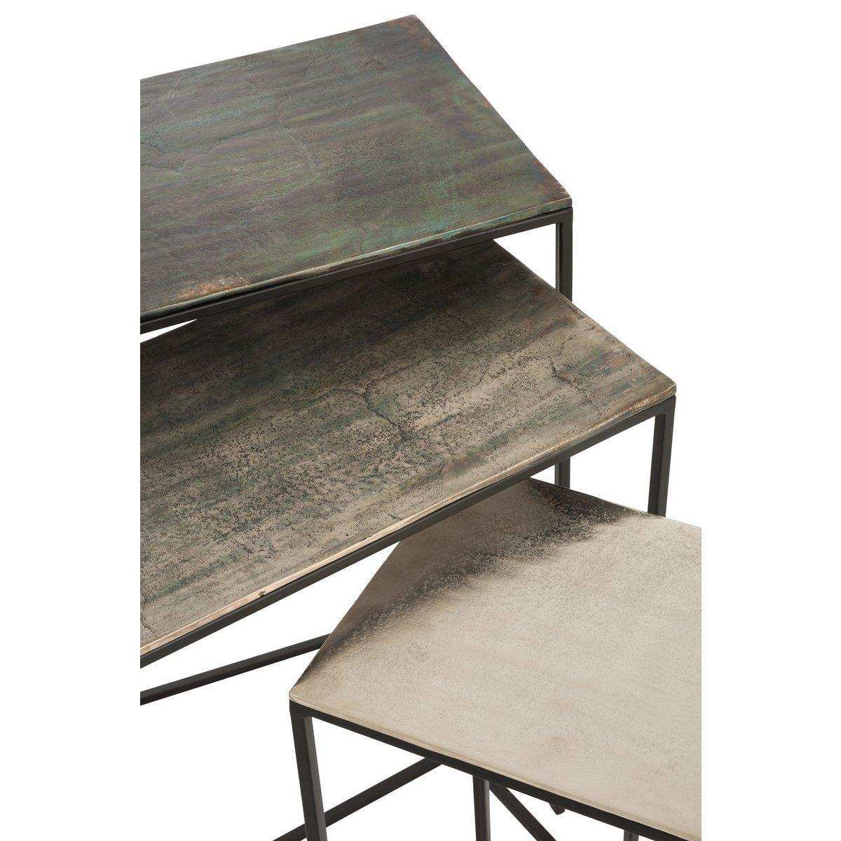 J-Line Beistelltisch Rechteckig – Aluminium – Schwarz/Mix – 3er-Set - HomeDesign Knaus