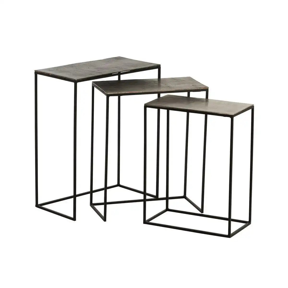 J-Line Beistelltisch Rechteckig – Aluminium – Schwarz/Mix – 3er-Set - HomeDesign Knaus
