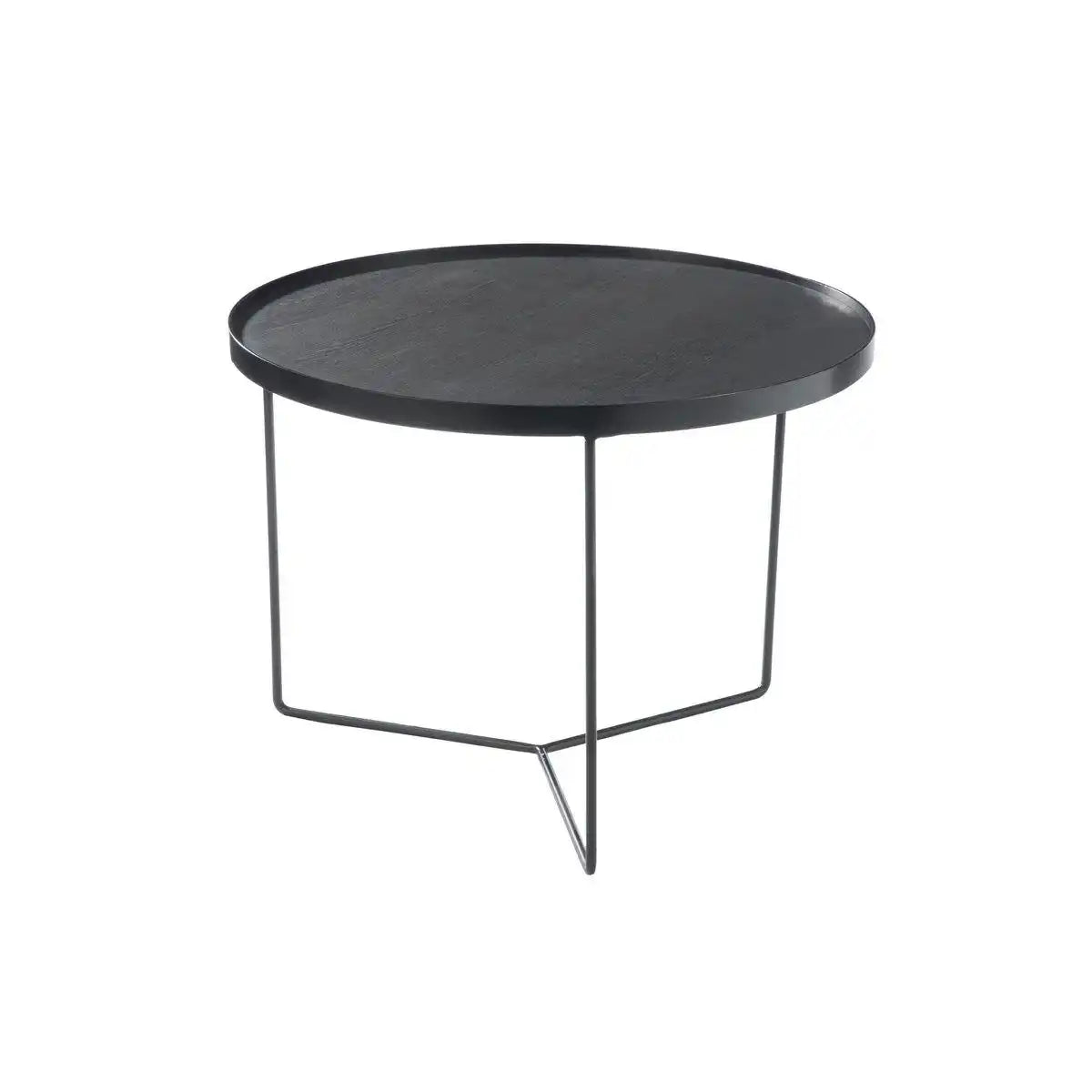 J-Line Beistelltisch, rund, Holz, Metall, dunkelbraun, mittelgroß - HomeDesign Knaus