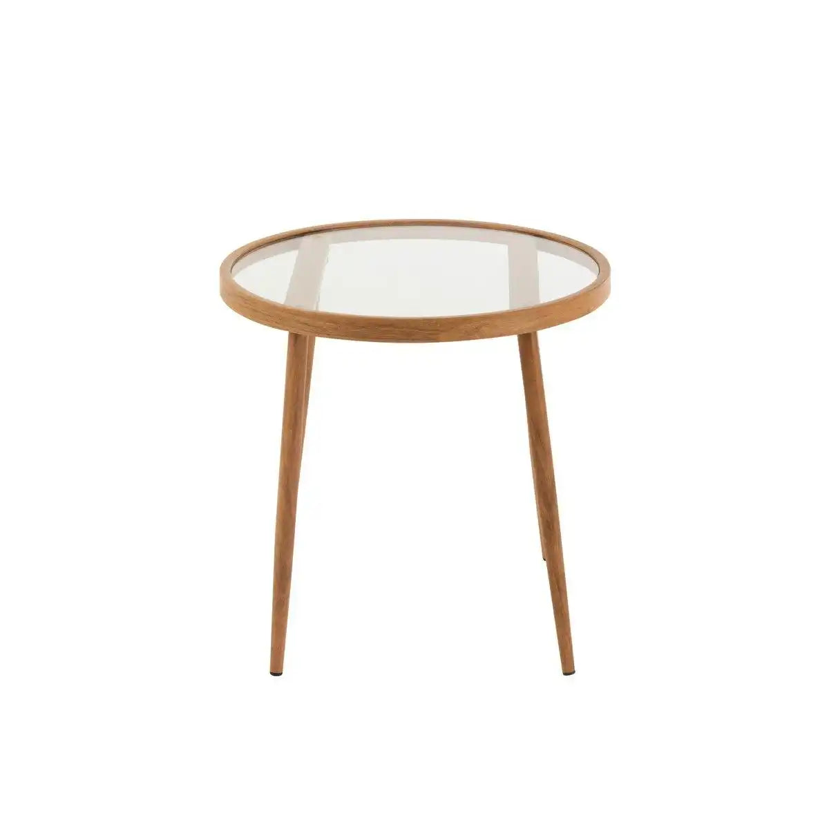 J-Line Beistelltisch Rund – Metall/Glas – Natur - HomeDesign Knaus