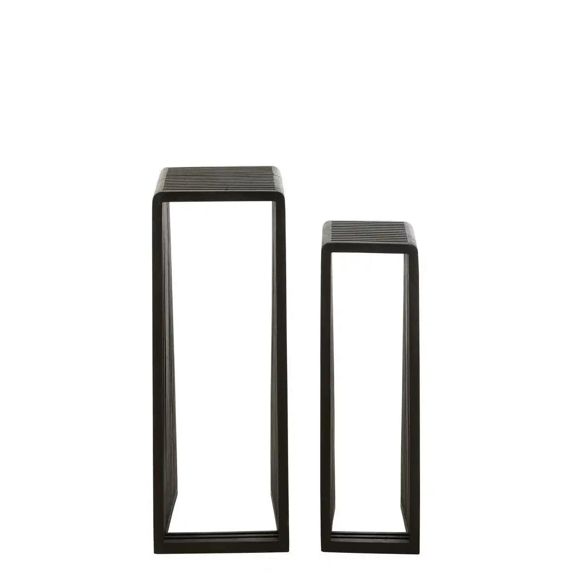 J-Line Beistelltische Cube Recyceltes Teakholz – Holz – Schwarz - HomeDesign Knaus