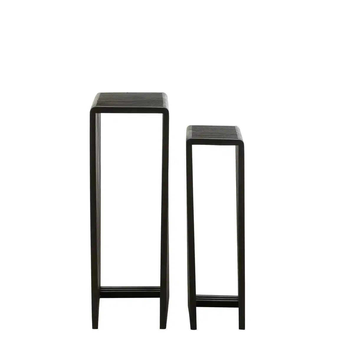 J-Line Beistelltische Cube Recyceltes Teakholz – Holz – Schwarz - HomeDesign Knaus