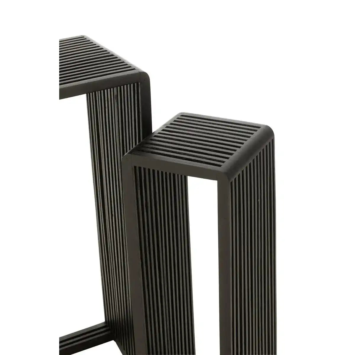 J-Line Beistelltische Cube Recyceltes Teakholz – Holz – Schwarz - HomeDesign Knaus