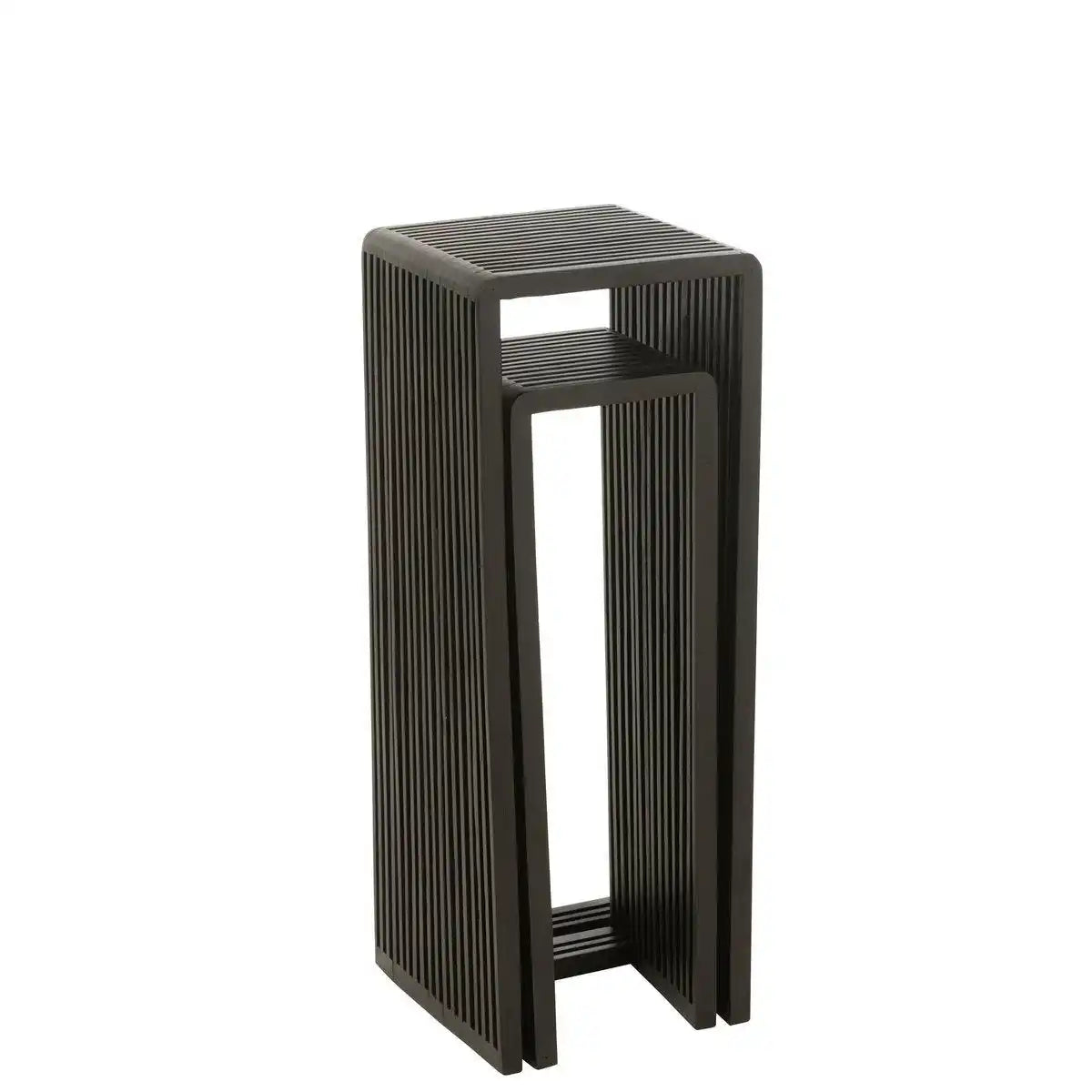 J-Line Beistelltische Cube Recyceltes Teakholz – Holz – Schwarz - HomeDesign Knaus